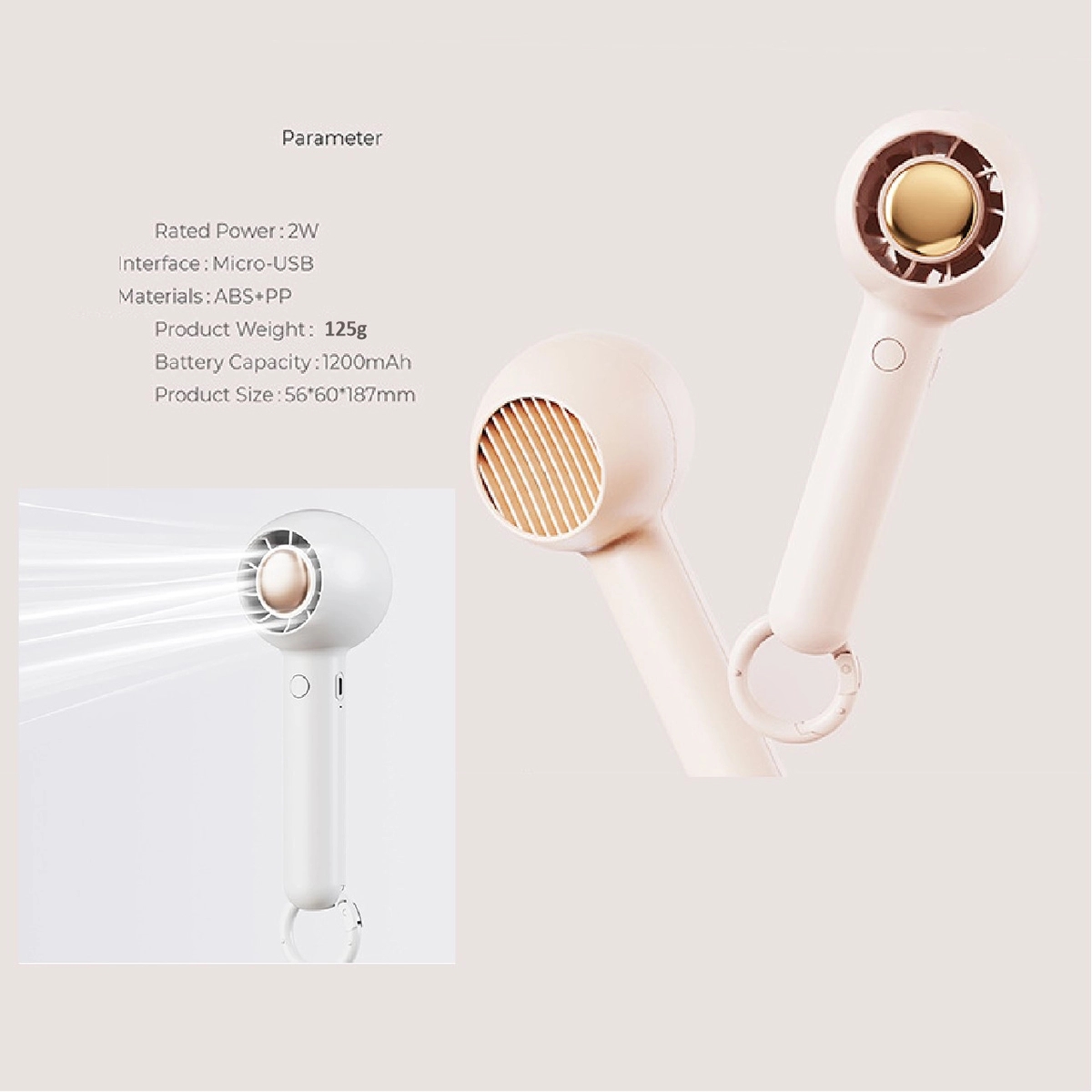Mini Handheld Fan With Carabiner 4
