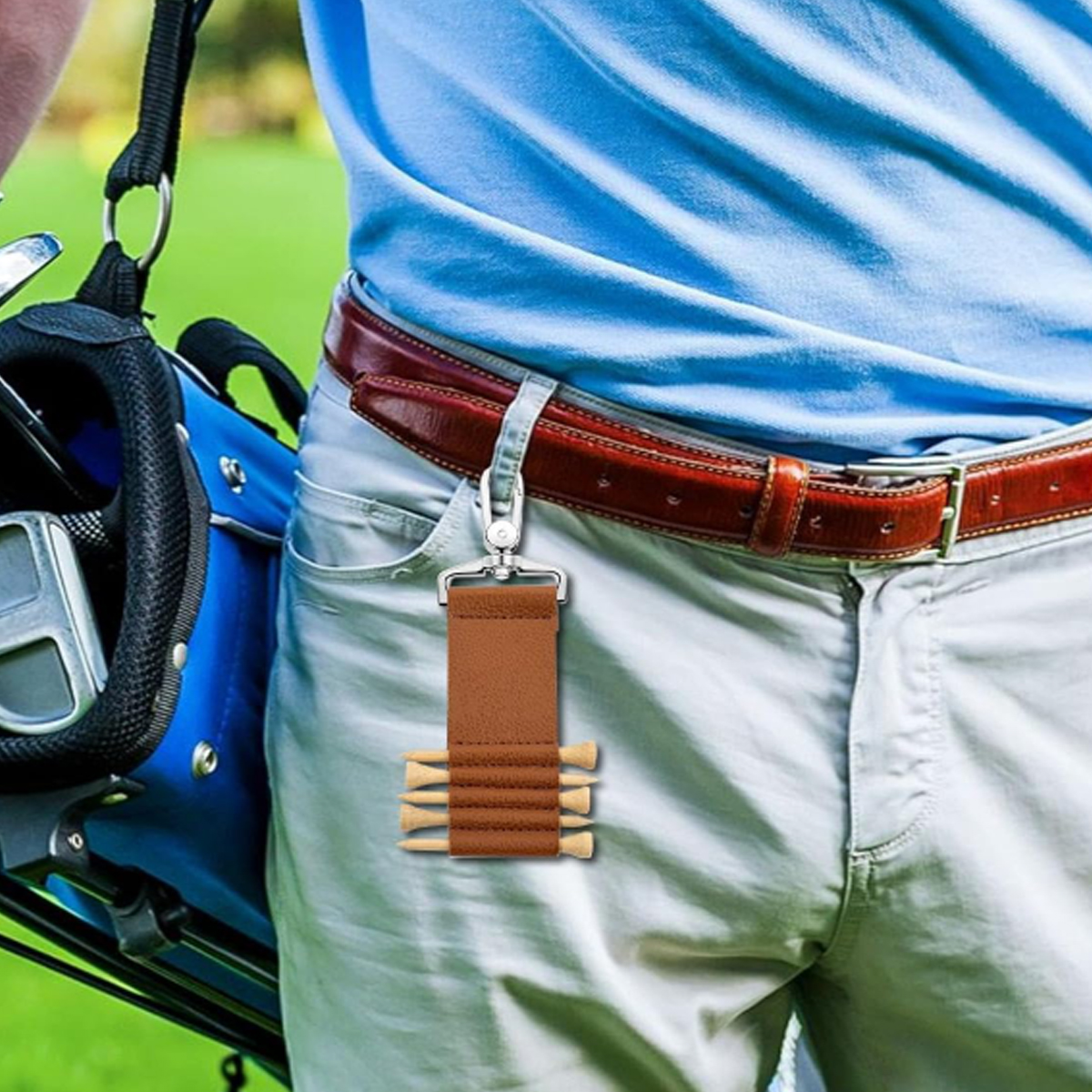 Personalized Golf Tee Holder Keychain with 5 Wooden Tees 4