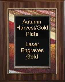7" x 9" Classic Walnut Finish Plaque with an Autumn Harvest Art/Black Plate 1