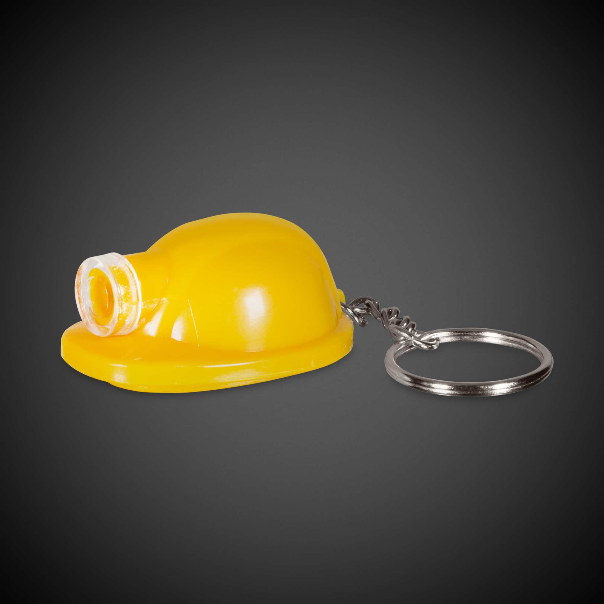 Yellow Safety Helmet Flashlight Light Up LED Glow Keychain 8