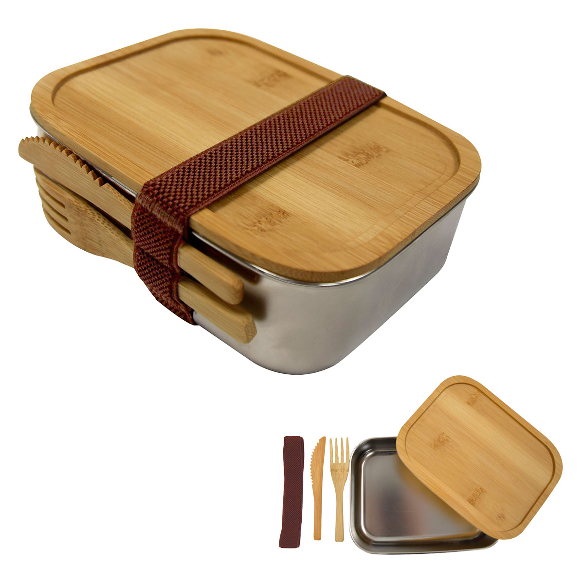 Sophisticate Stainless & Bamboo Bento Box 1
