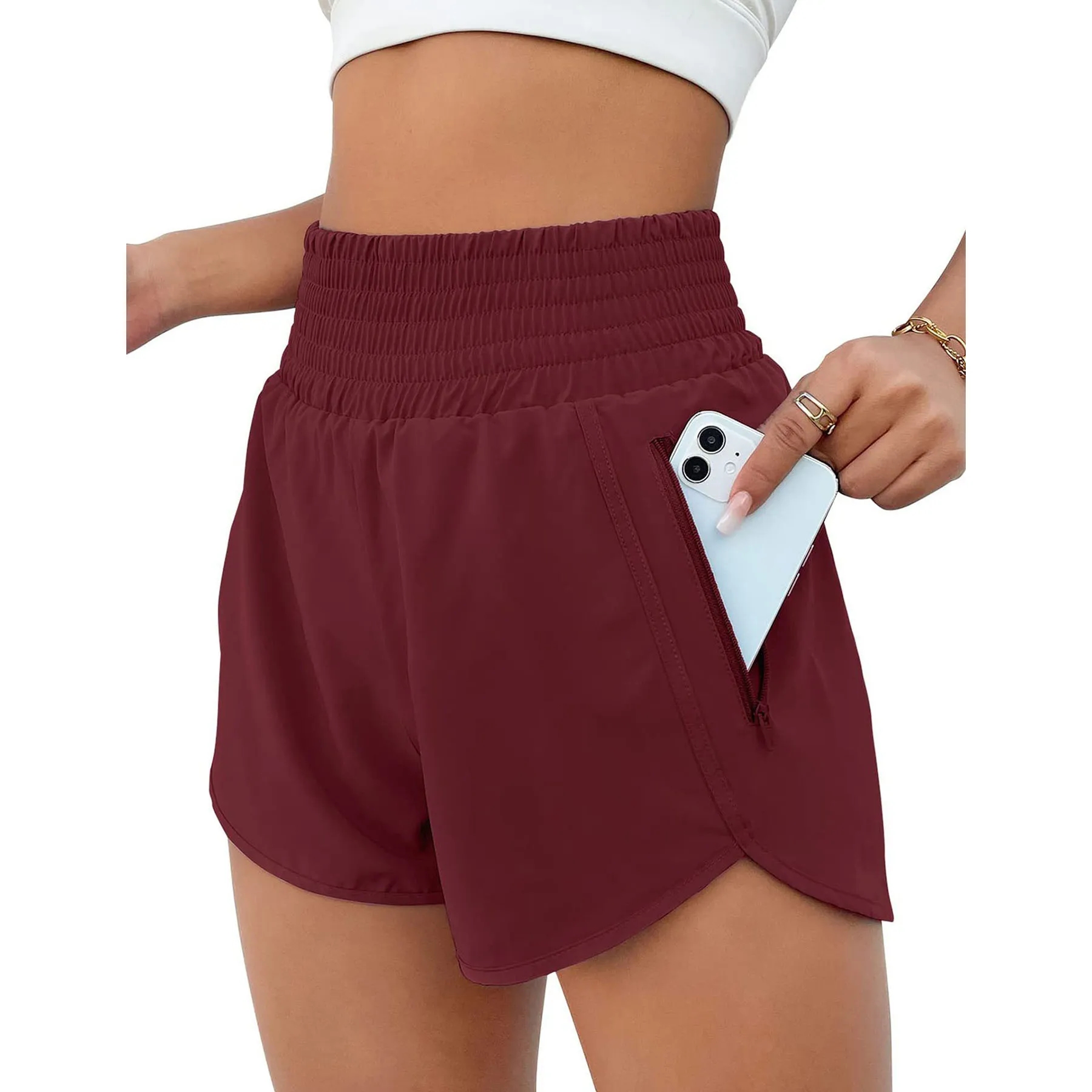 Women's Sports High-Waisted Running Pocket Shorts 4