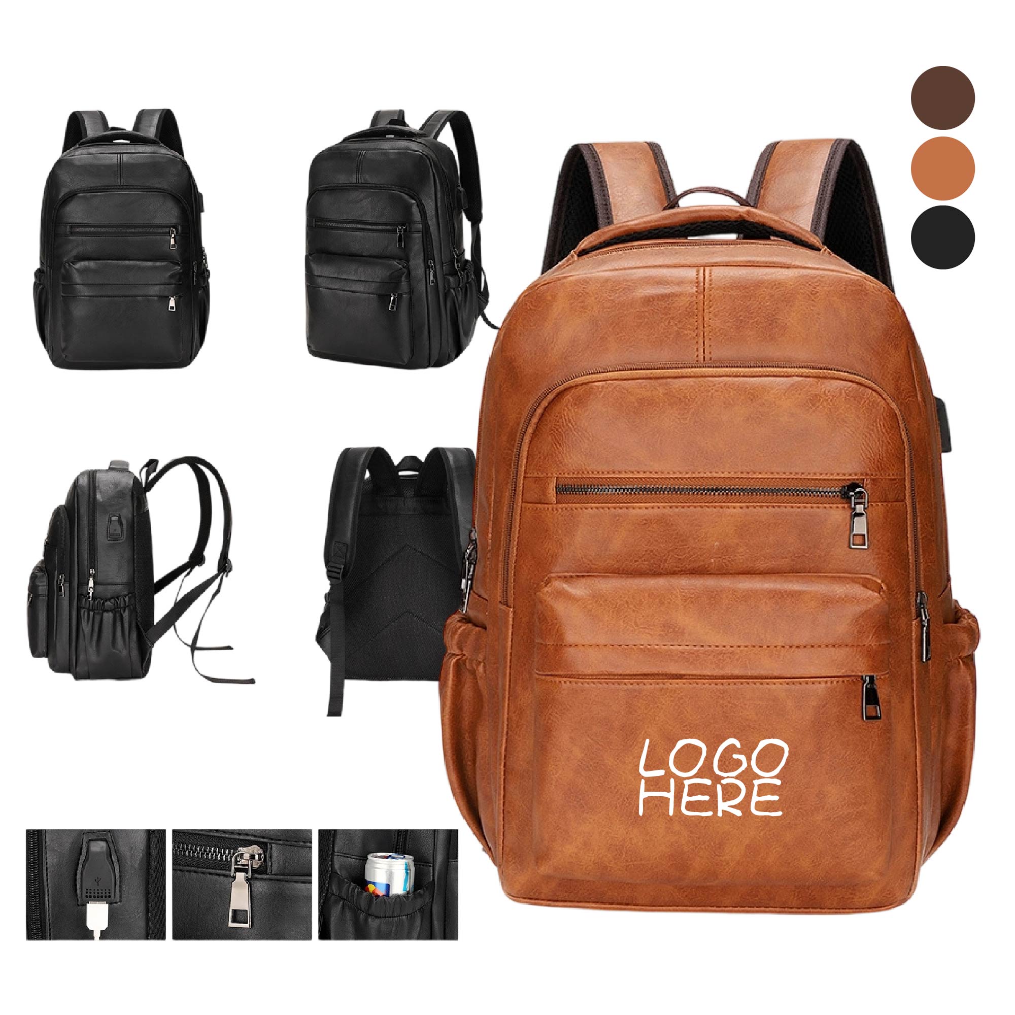 Leather Laptop Backpack 2