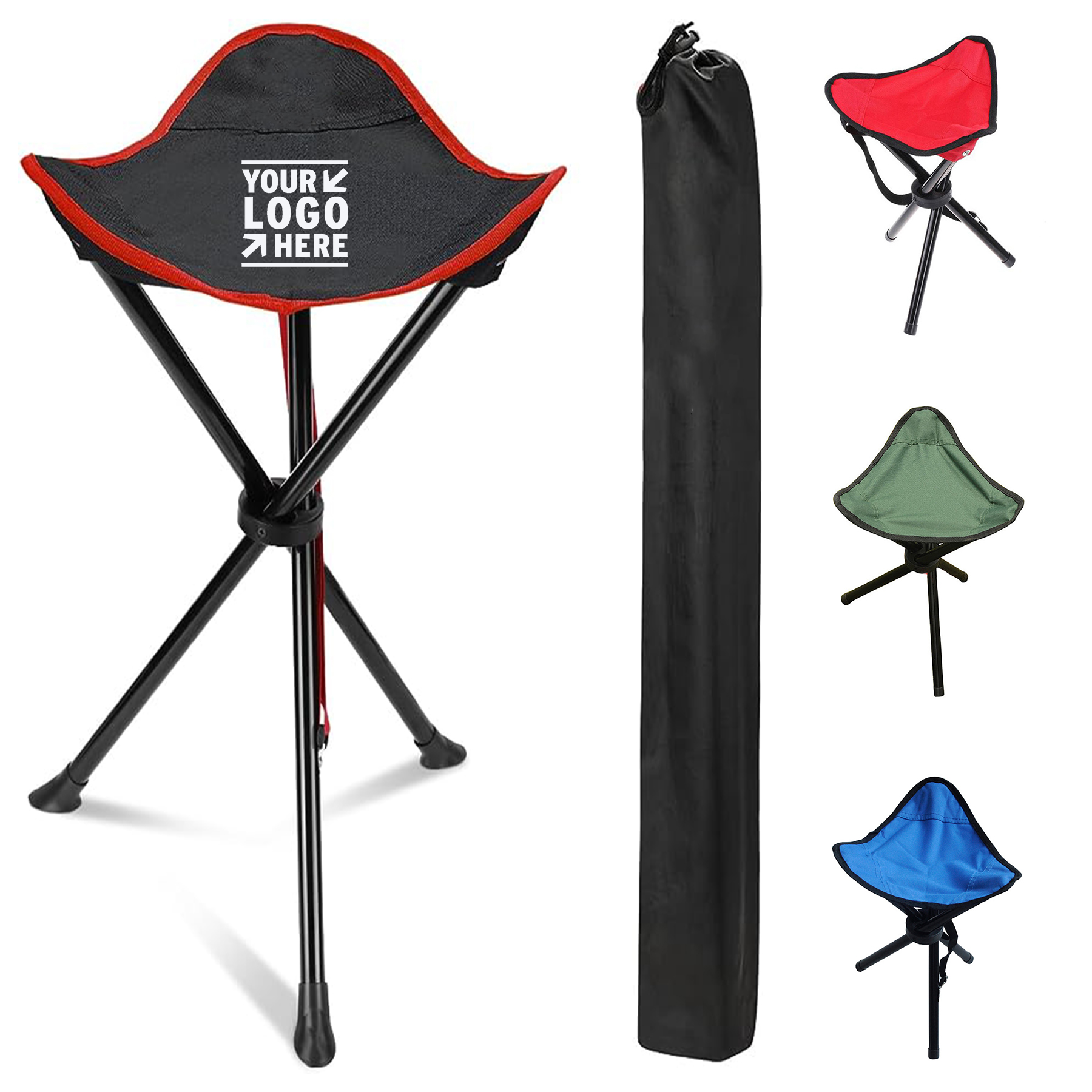 Folding Camping Stool Portable 3 Legs Tall Slacker Chair Tripod Seat With Storage Bag