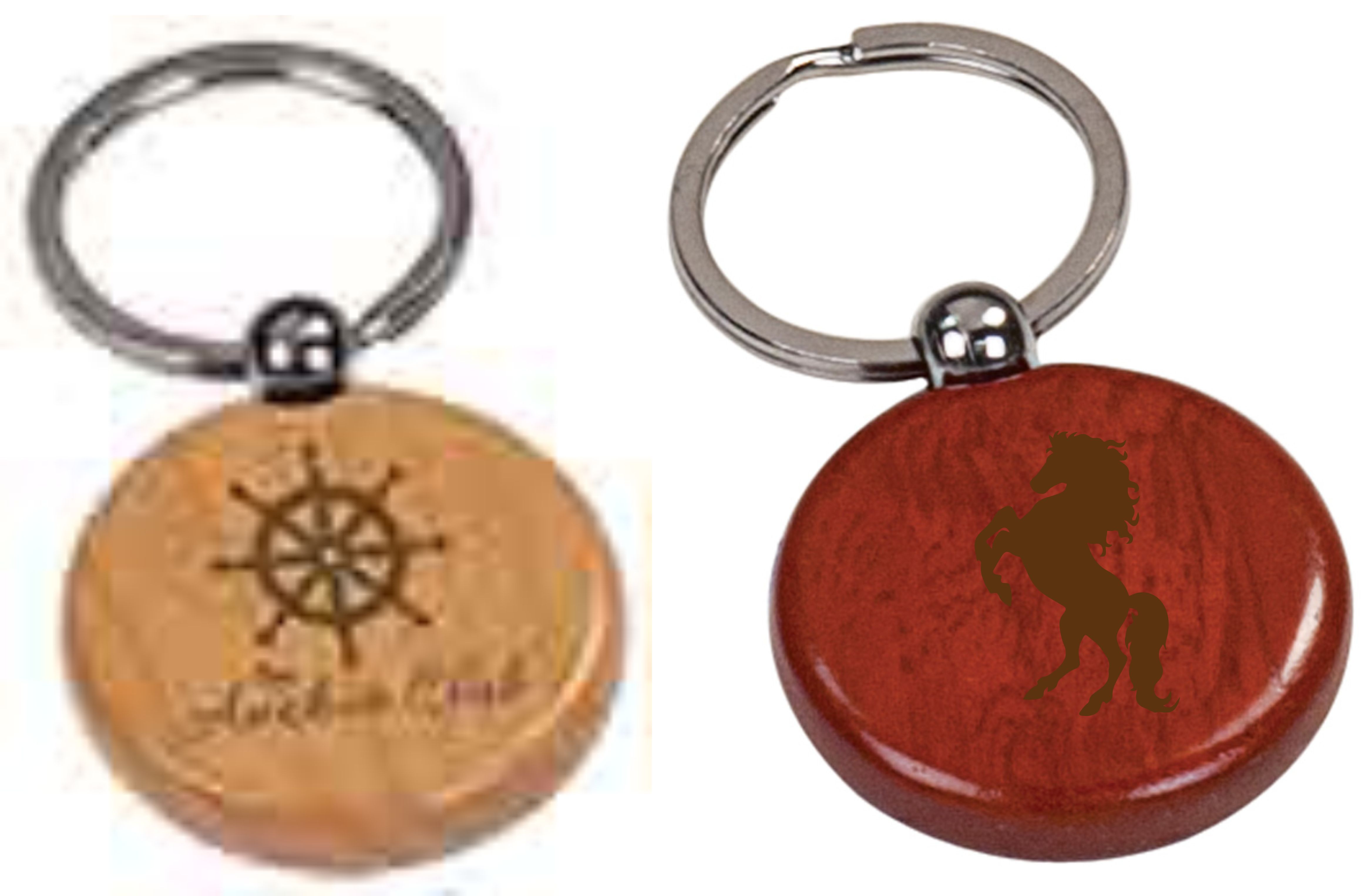 Rosewood and Maple Finish Round Keychain 1