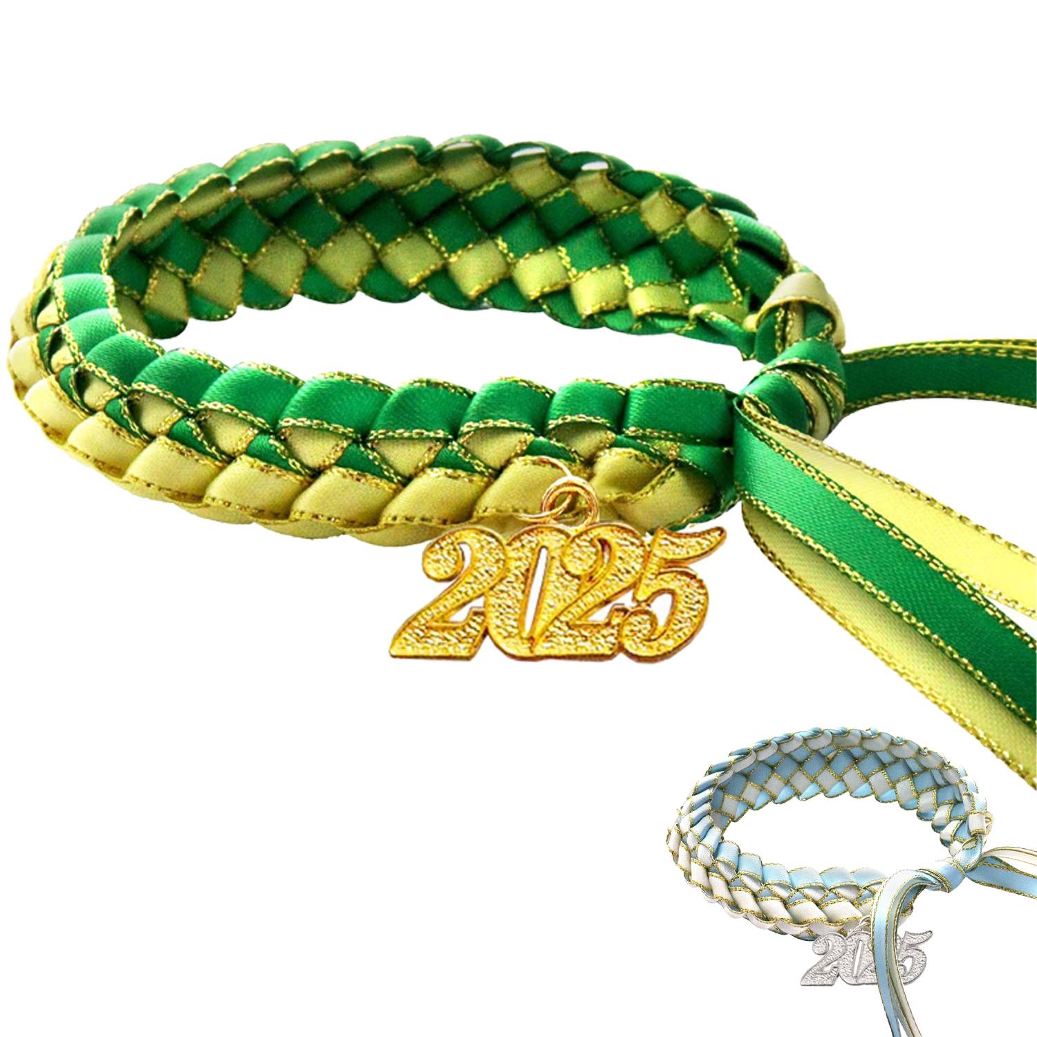 2025 Handwoven Two-Tone Satin Ribbon Graduation Bracelet 6