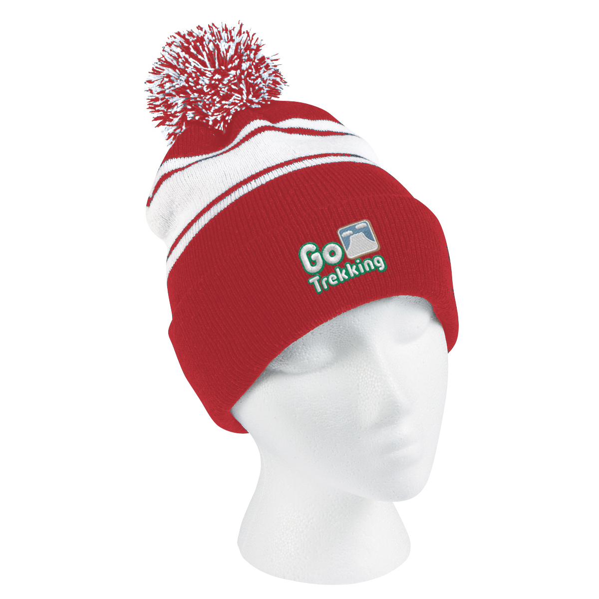 Two-Tone Knit Pom Beanie With Cuff 9