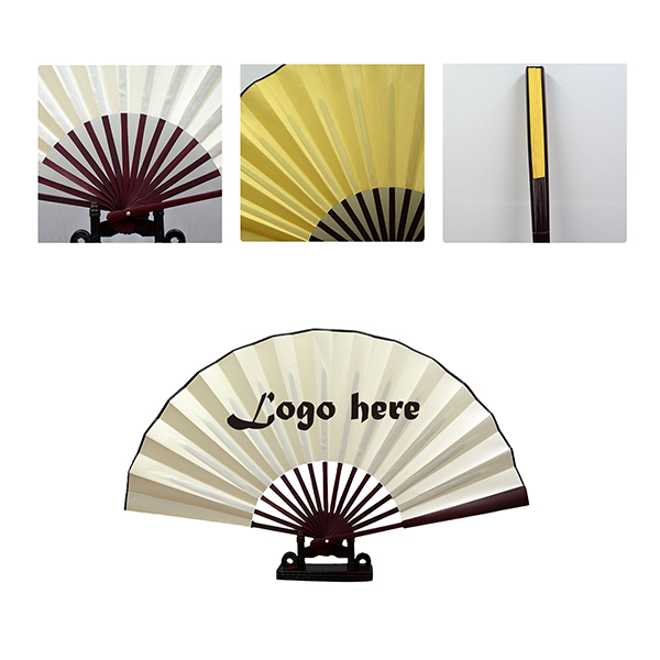 MOQ50 Large Cloth Folding Hand Fan 2-Sided Full Color 1
