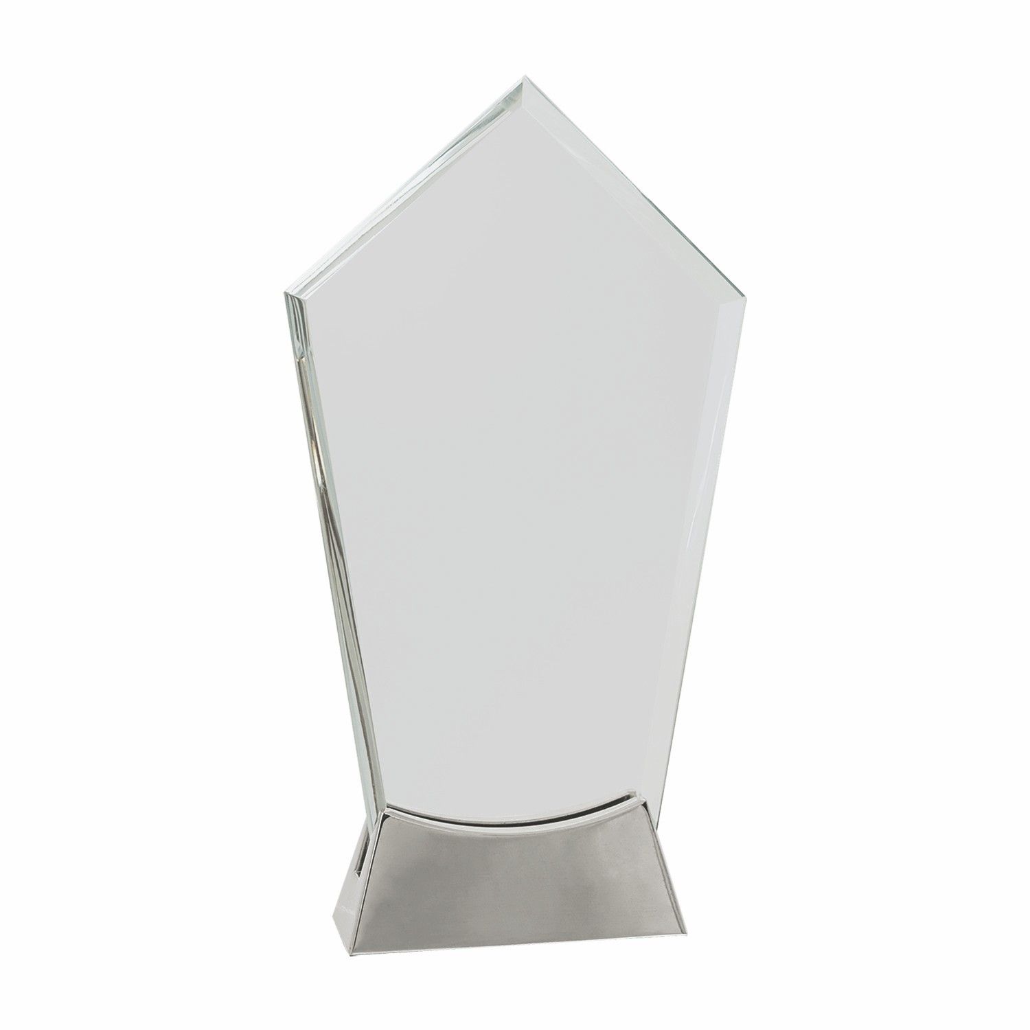 9 1/4" Clear Peak Platinum Glass Award w/ Metal Base 2