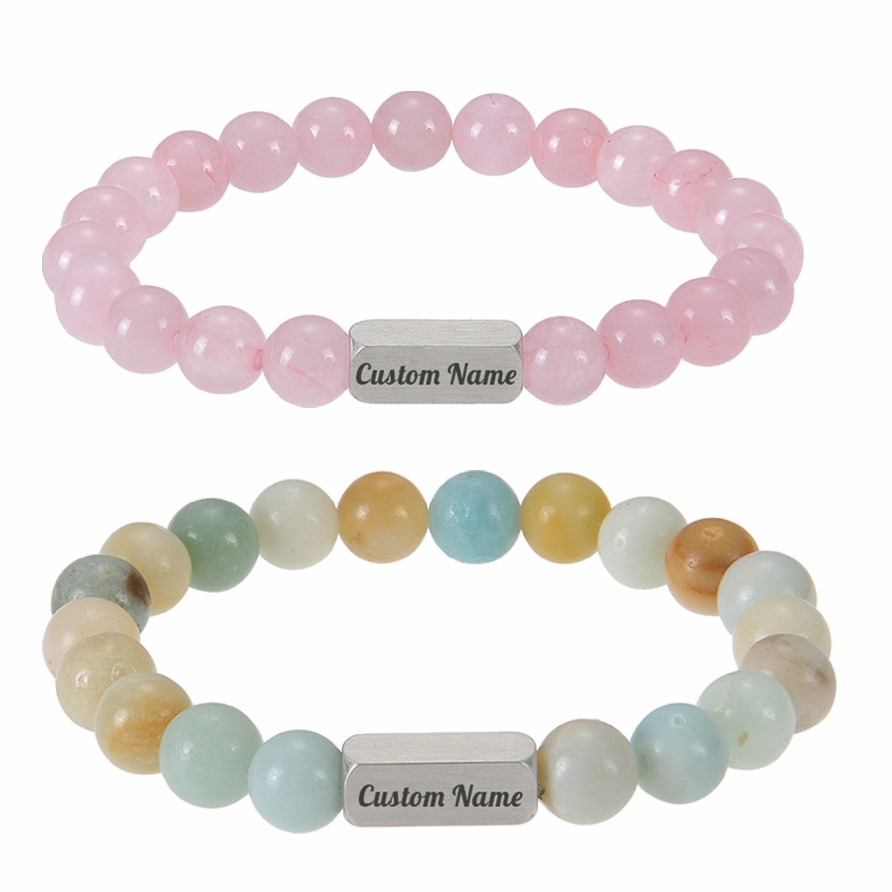 Custom Map Stone & Lava Stone Name Bracelet 4