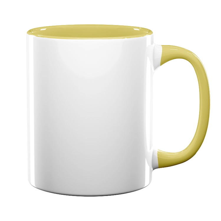 11oz Full Color Yellow Colored Handle Mug 2