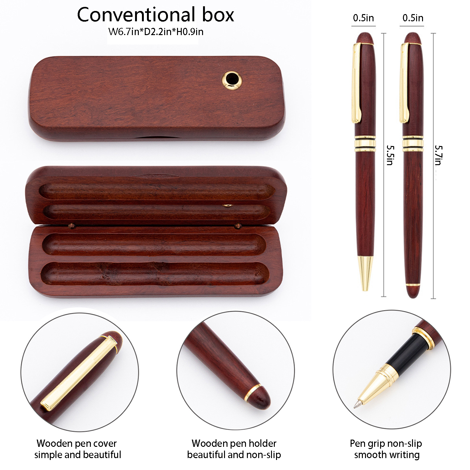 Red Wooden Box Unisex Jewel Business Signature Pen 8