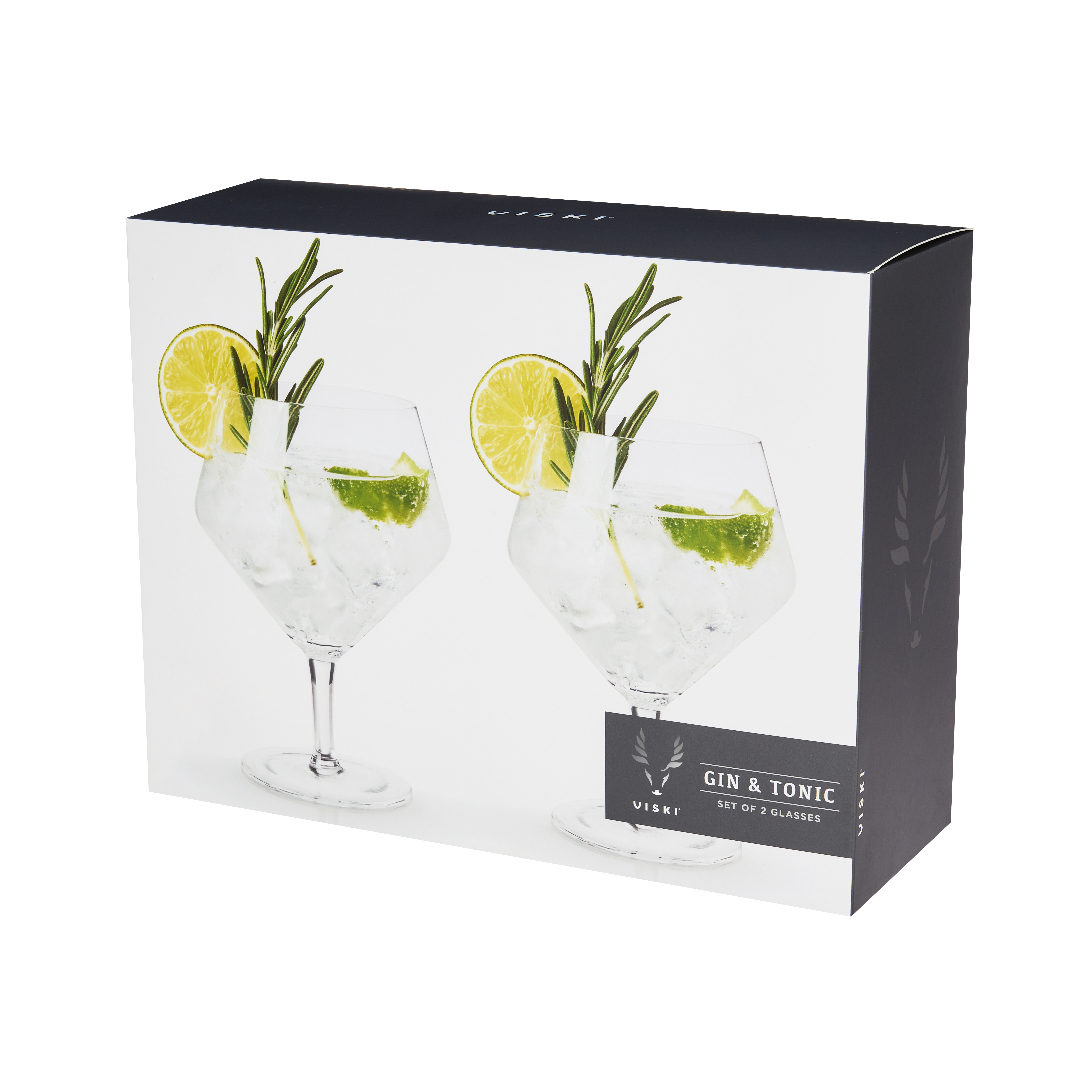 Viski® Angled Crystal Gin & Tonic Glass, set of 2 5