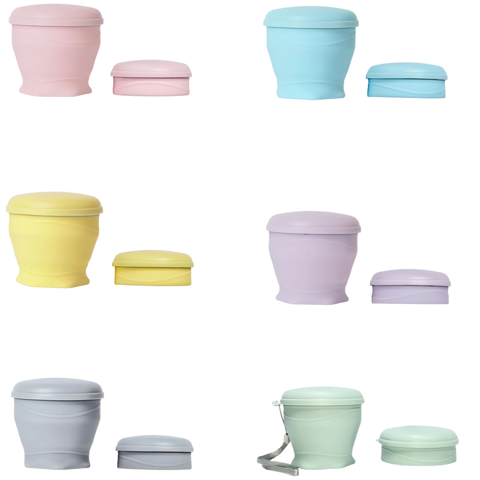 6oz Foldable Silicone Cup with Lid and Lanyard 6