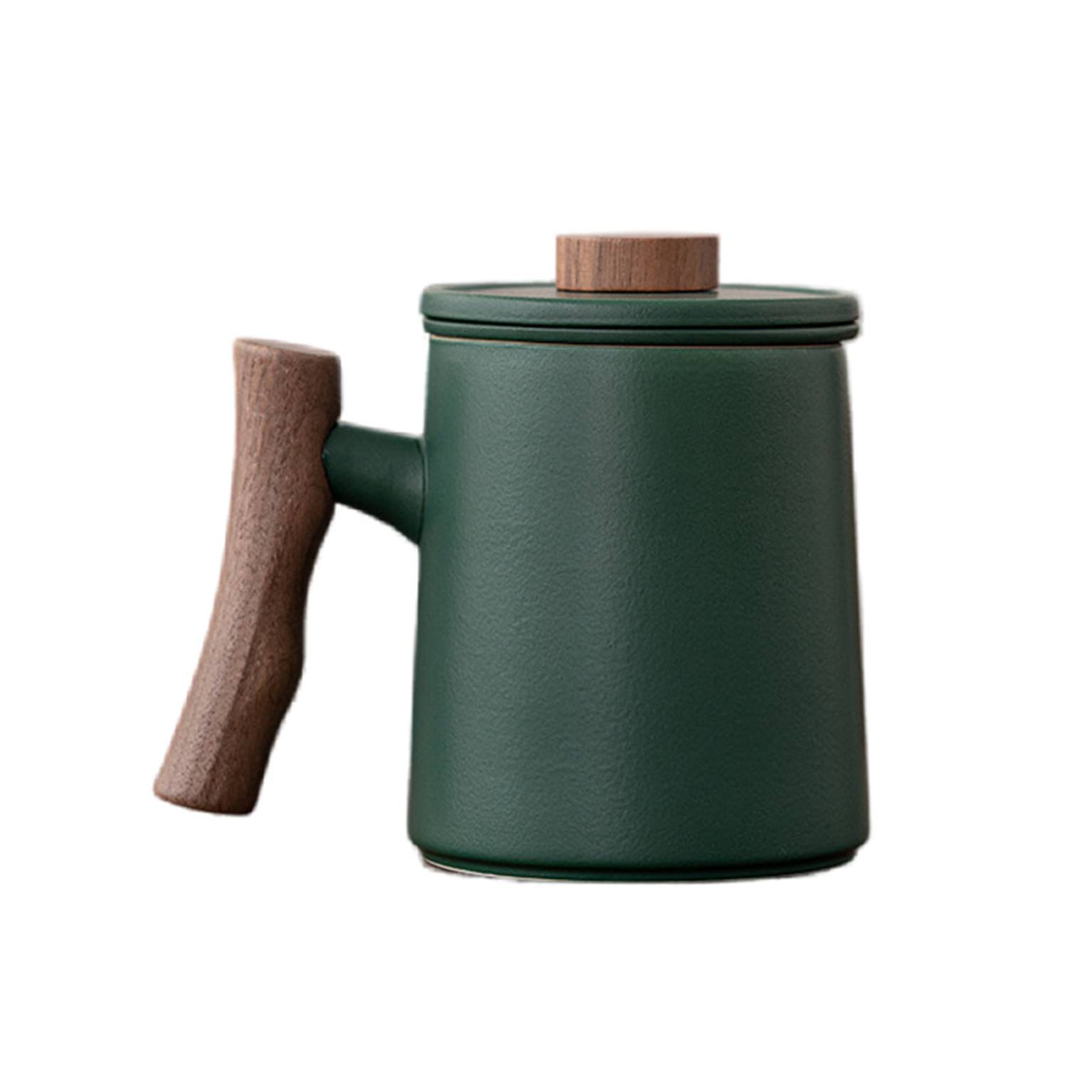 Ceramic Mug Customized with Walnut Handle Lid 2