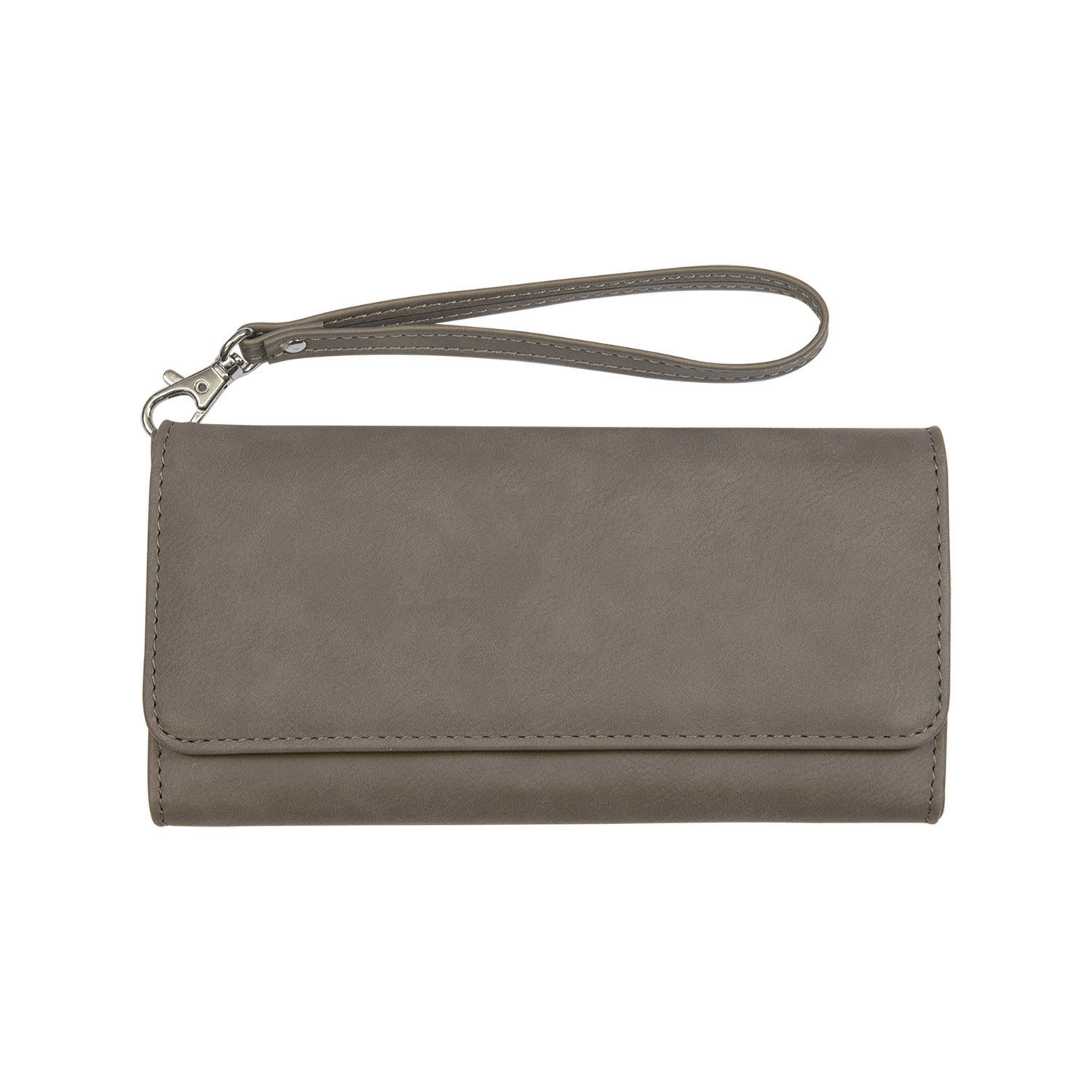 Gray Leatherette Wallet with Strap 4