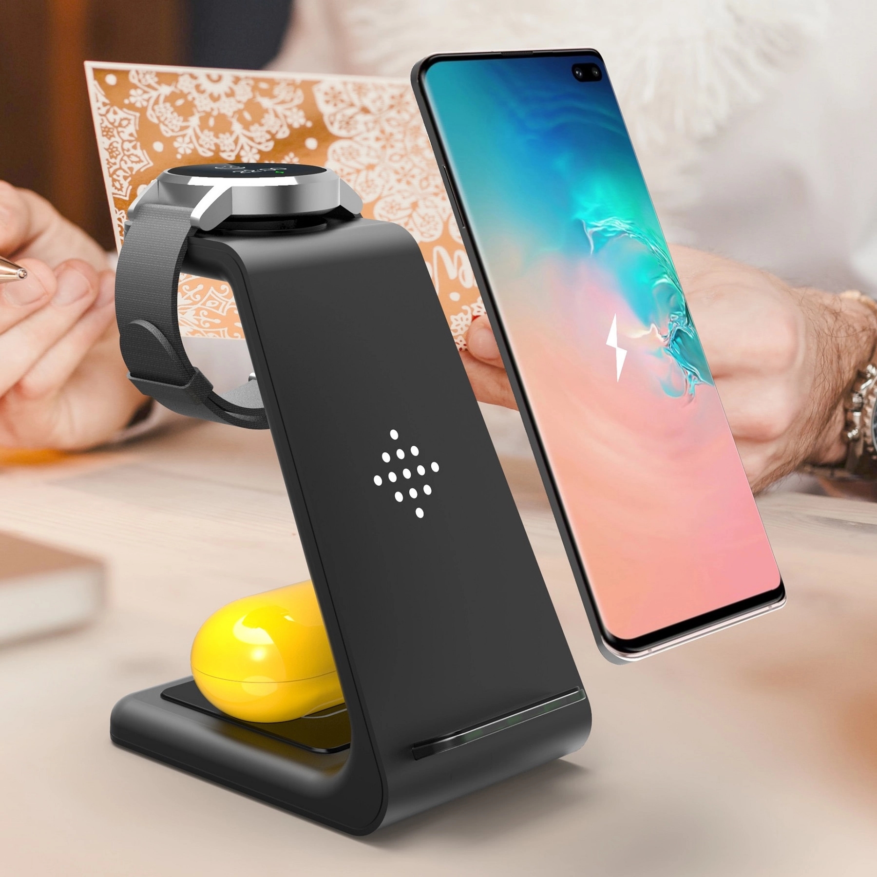 3 in 1 Phone Holder Wireless Charger 5