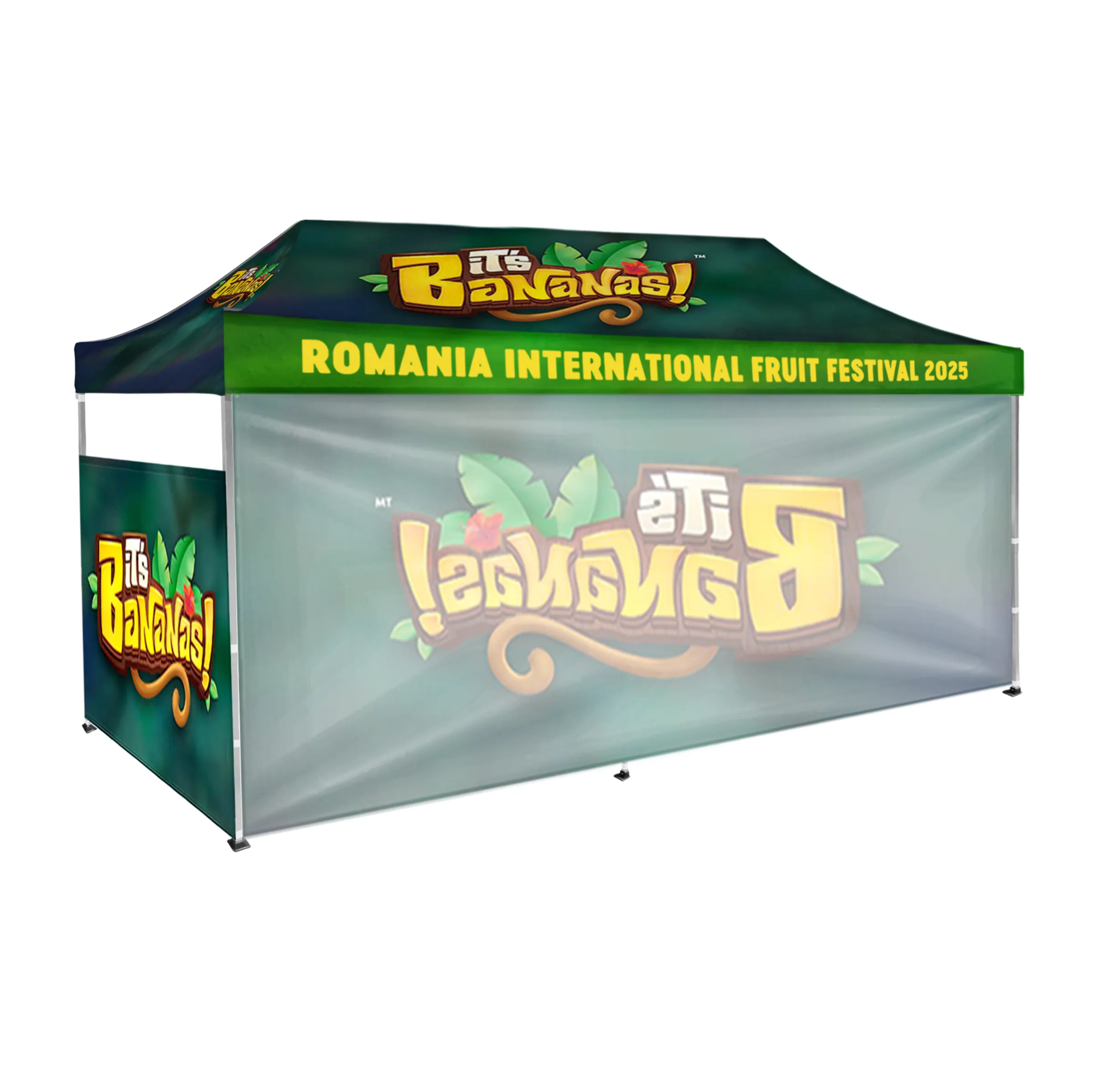 10'x20' Tent Canopy w frame, 2 Side half + 1 long full wall 8
