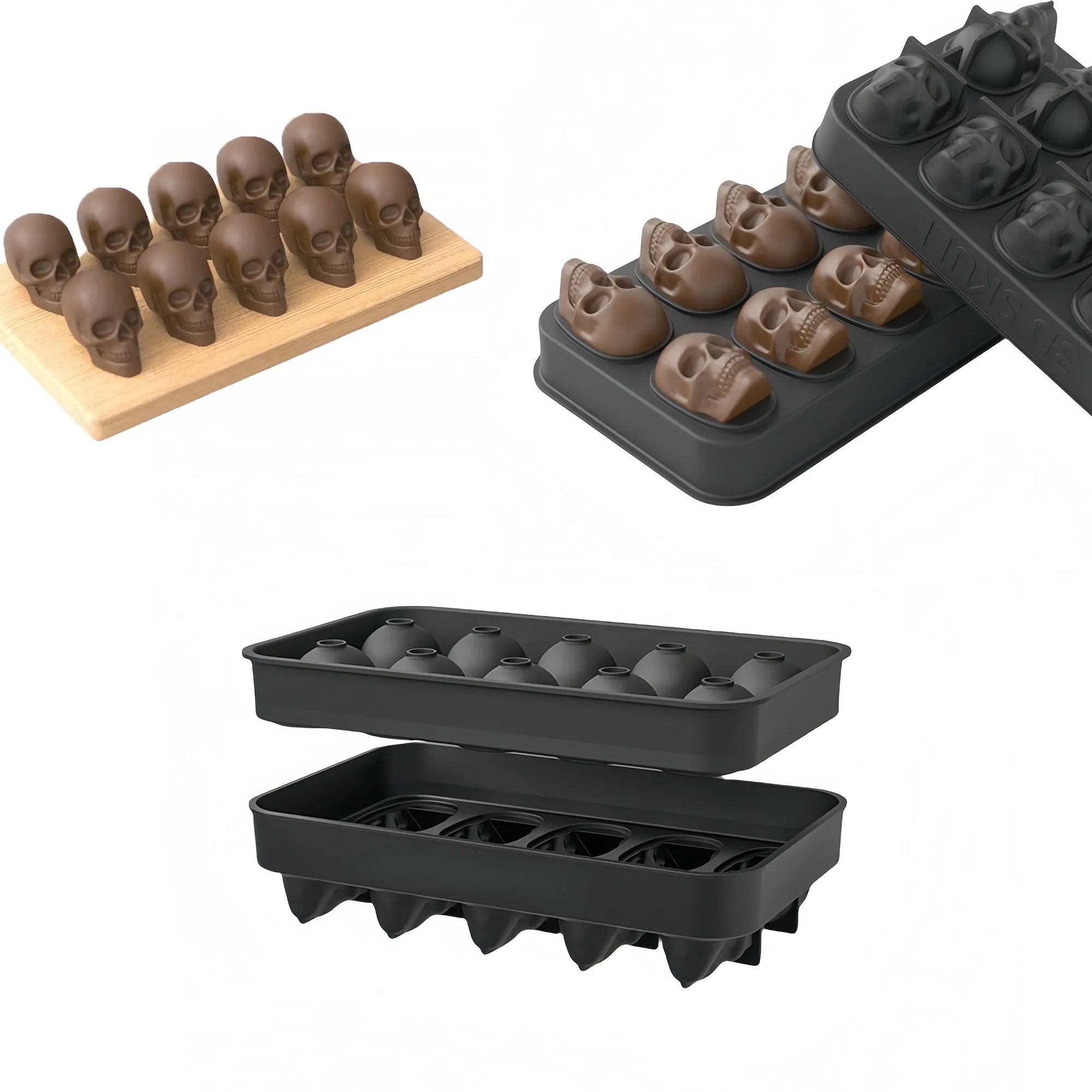 10-Cavity Skull Mold For Ice, Chocolate, Candles 3