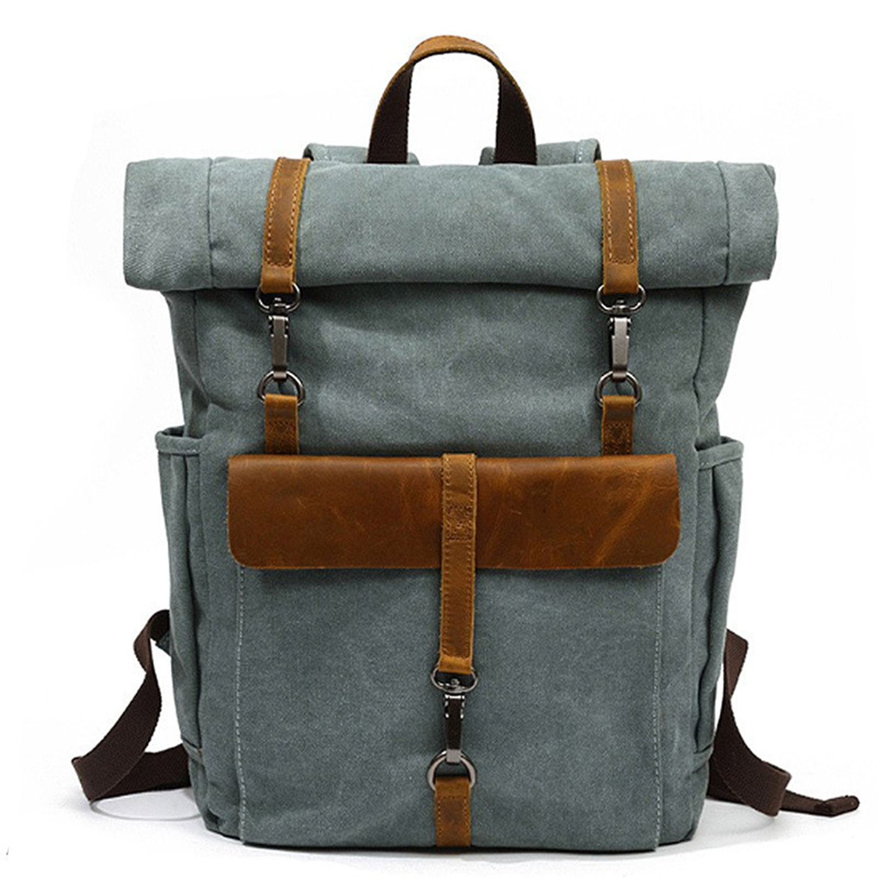 Vintage Travel Canvas Leather Backpack 6