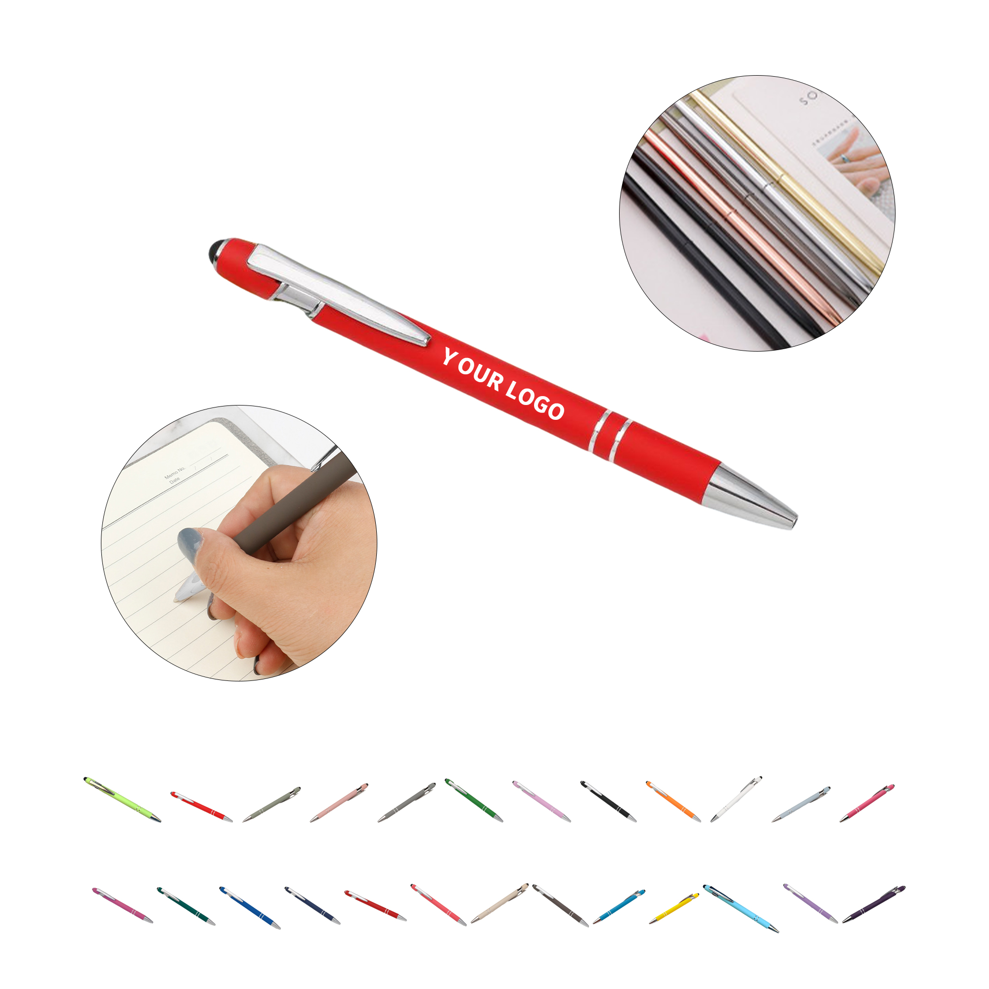 Metal Stylus Ballpoint Pen Dual Tip Click Action 2