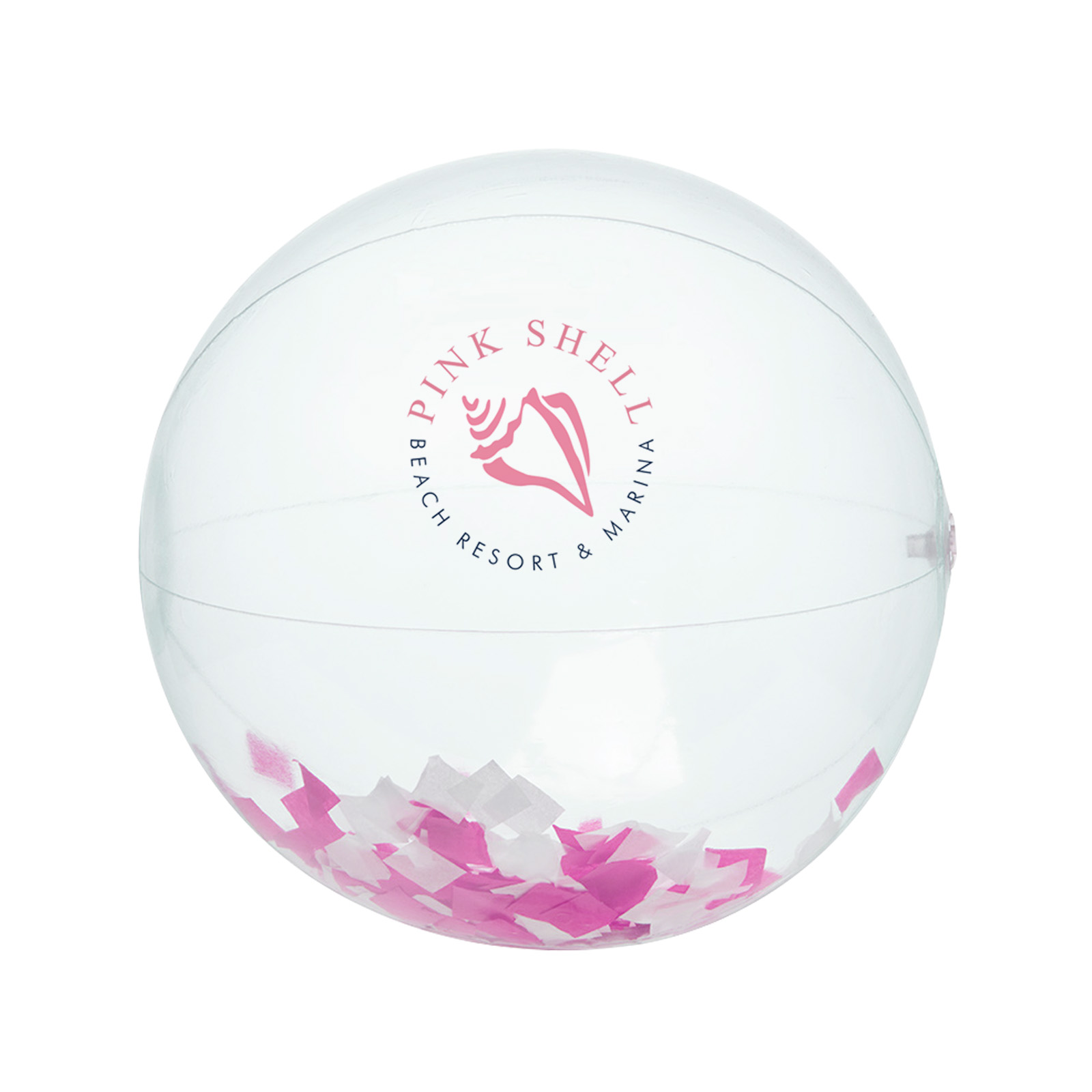 16" Pink and White Confetti Filled Round Beach Ball 3