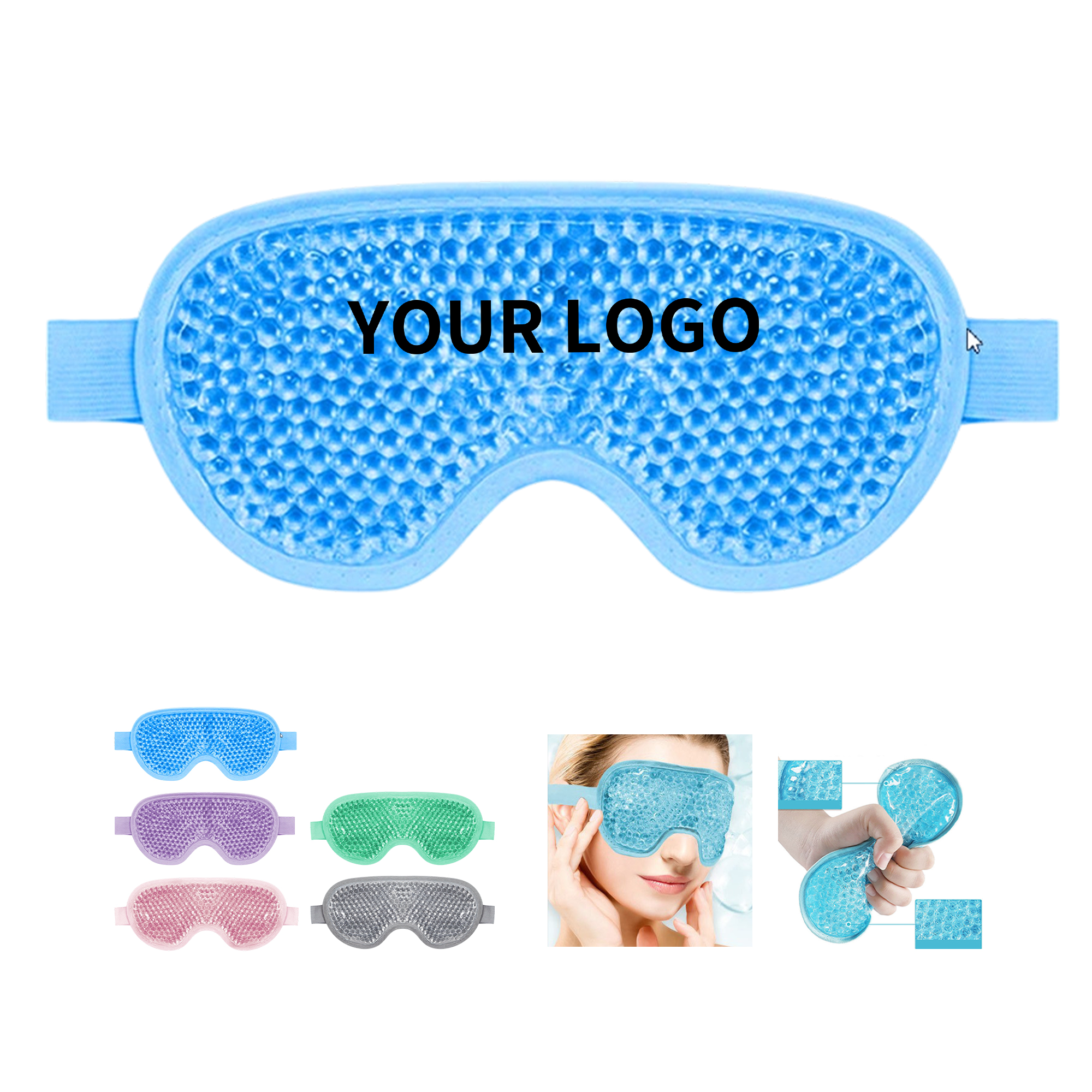 Gel Bead Hot Cold Therapy Eye Mask With Elastic Strap 3