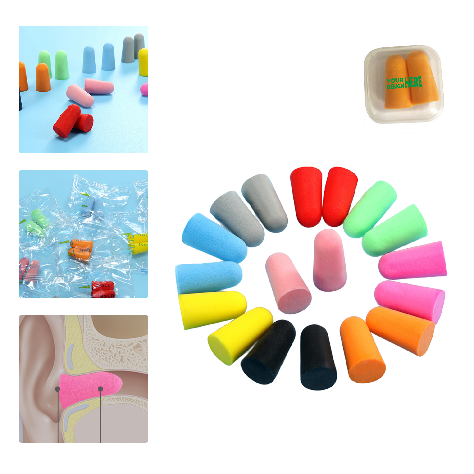 MOQ 50 Noise Cancelling Earplugs Soft Foam Bullet Shape for Sleep 2