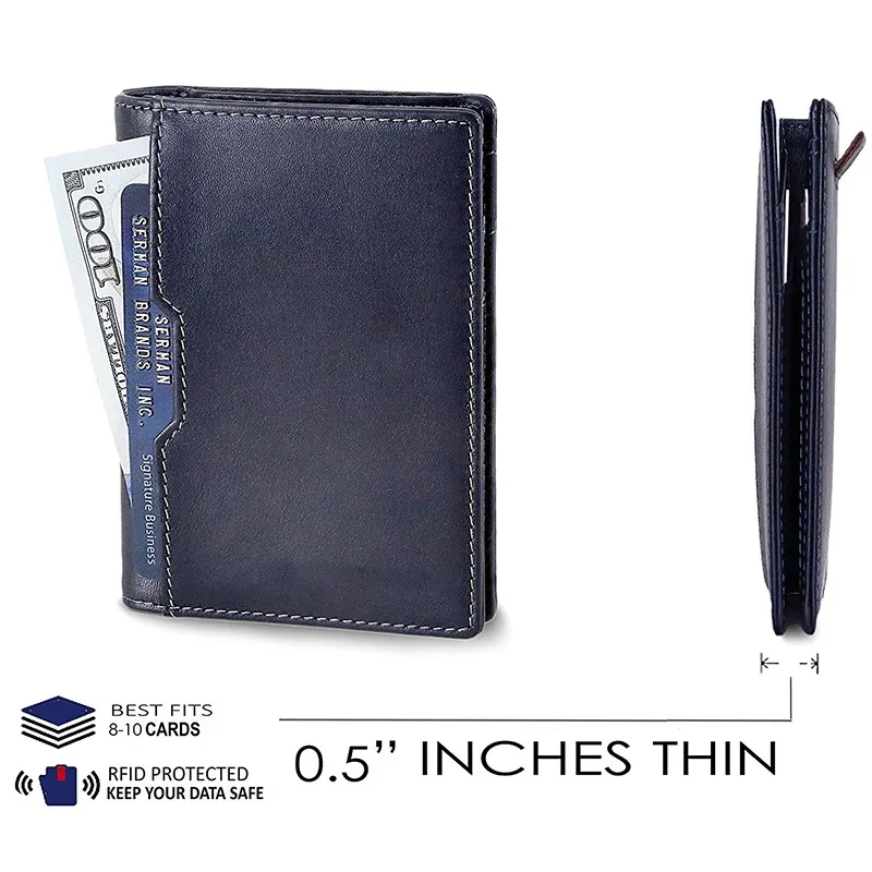 Front Pocket Minimalist Leather Slim Wallet RFID Blocking 2