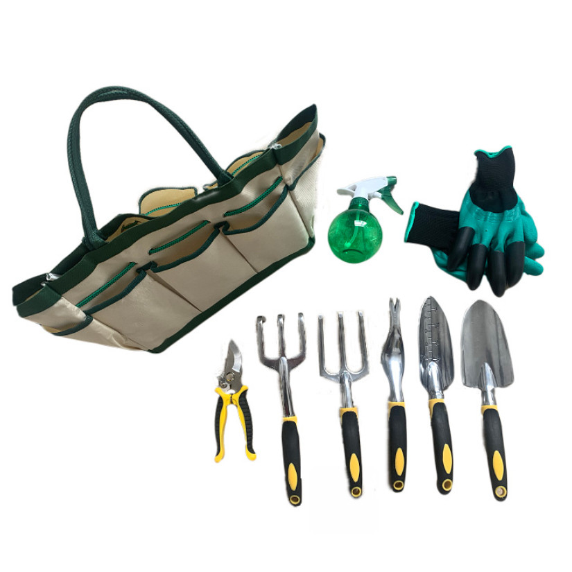 9pcs garden tools set kit with storage tote bag 2