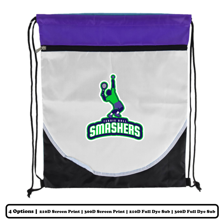 Multi-Panel Polyester Drawstring Bag w/ Horizontal-Zip