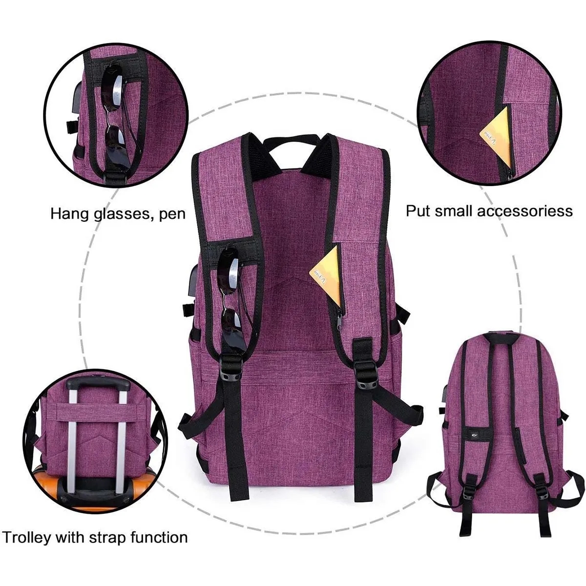 Large Capacity Anti-Theft Laptop Backpack w/ USB Port & Lock 2