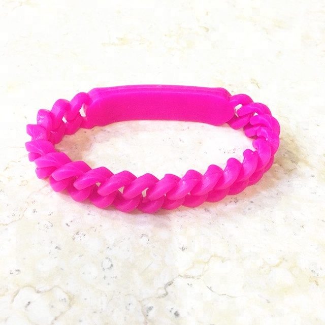 Breast Cancer Awareness Chain Link Silicone Wristbands 3