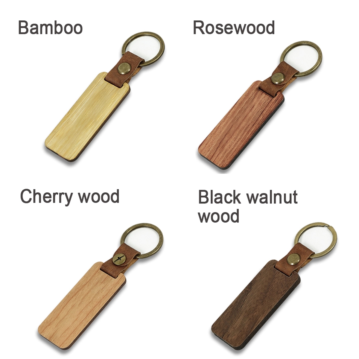 Leather Wood Keychain 2