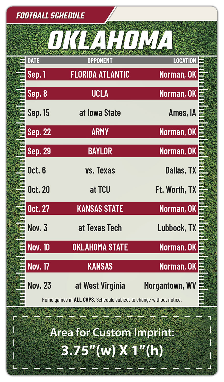 Magnet Sport Schedules - 4x7 Football Round Corners - 25 mil.