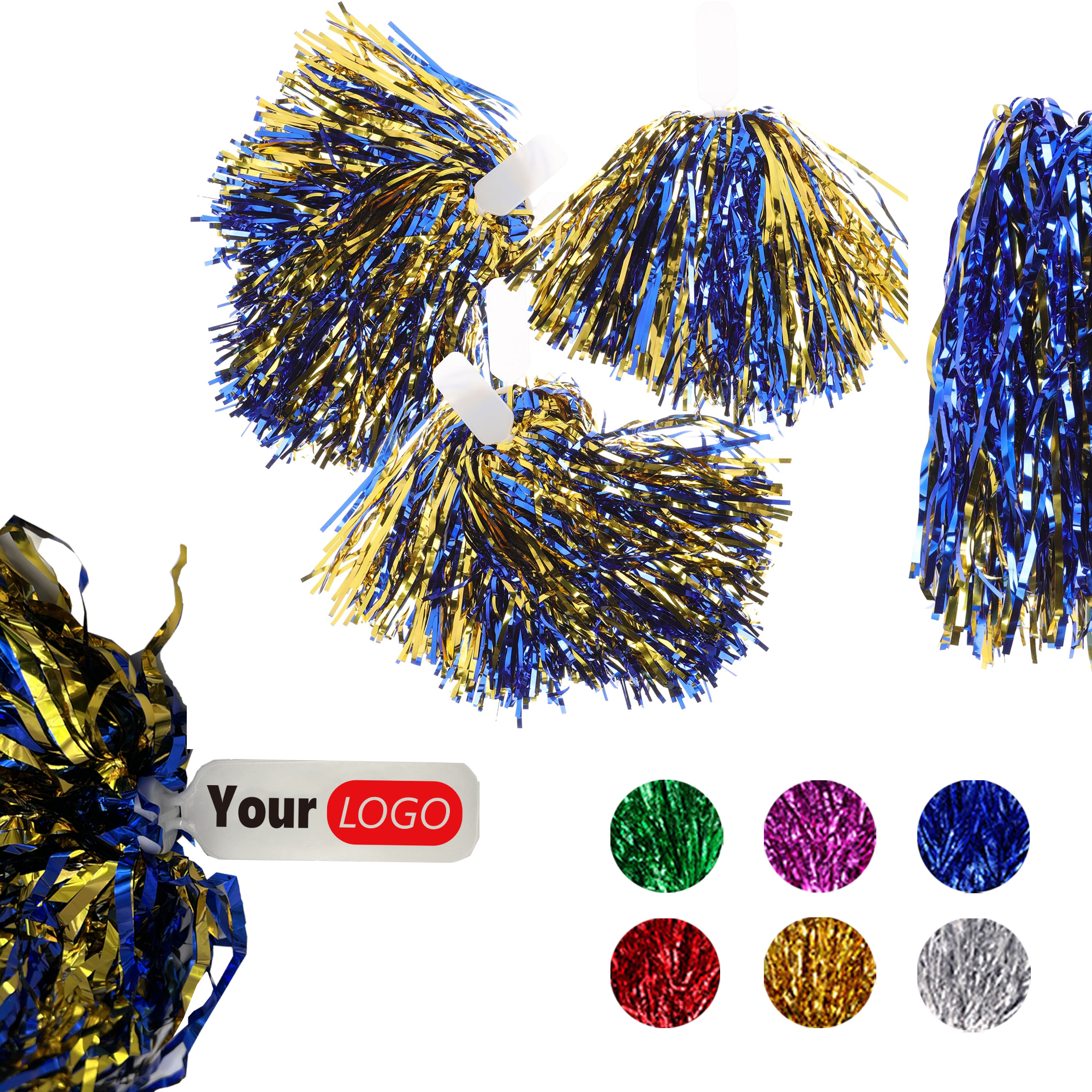 Colorful Cheerleader Poms with Plastic Handle 3