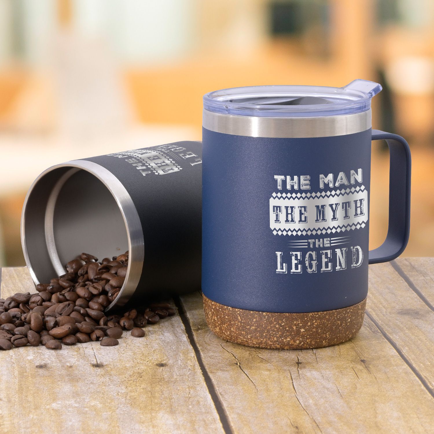 POD CORK BOTTOM STAINLESS MUG 12 OZ