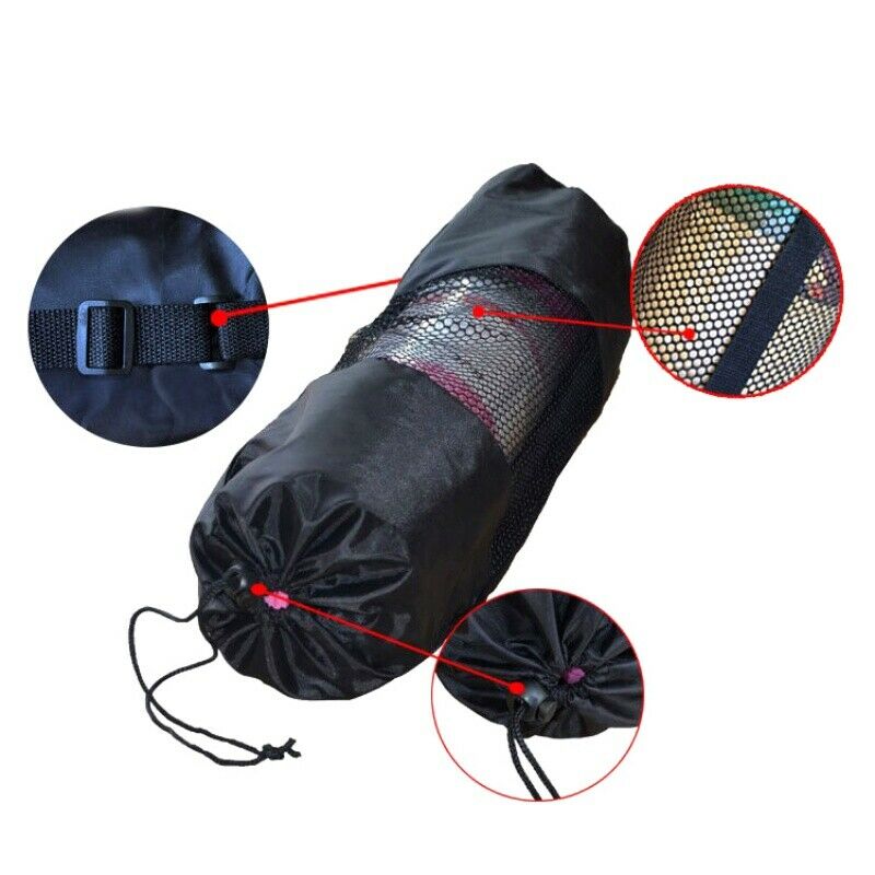 Yoga Mat Storage Mesh Bag Drawstring Bags PVC Adjustable Strap Carrier USA 4
