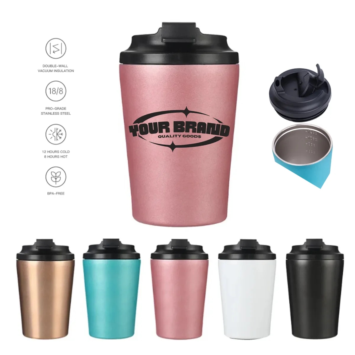 12 oz Stainless Steel Insulated Travel Coffee Mug 3
