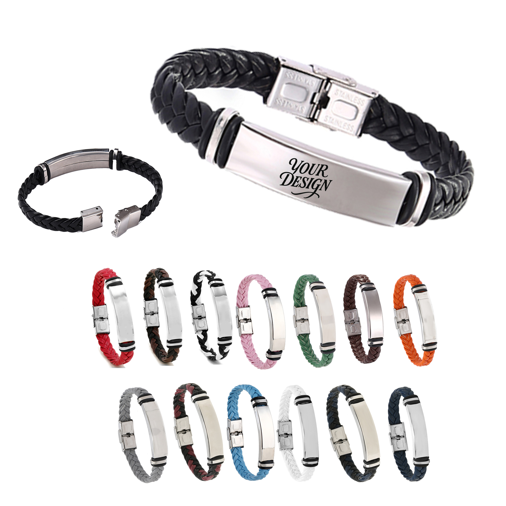Adjustable Woven Leather Wristband 2