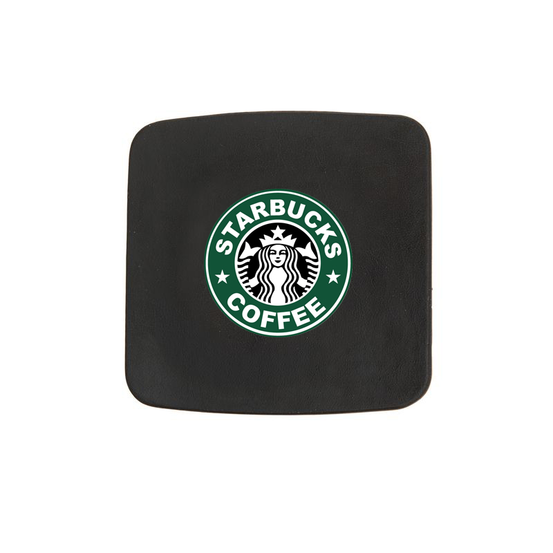 Atlantis Bonded Leather Square Coaster (Black) 2