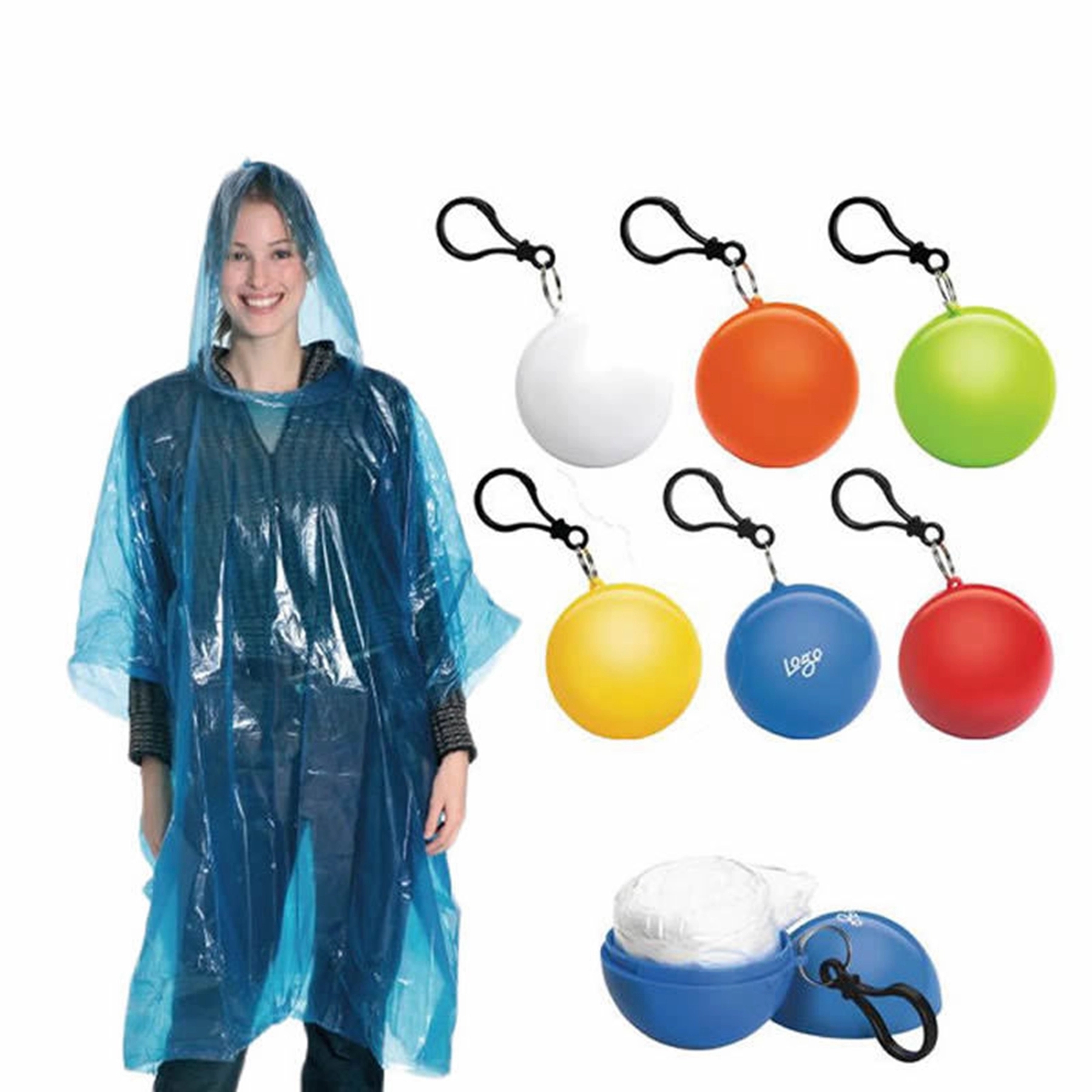 Poncho Raincoat Ball Keychain 9