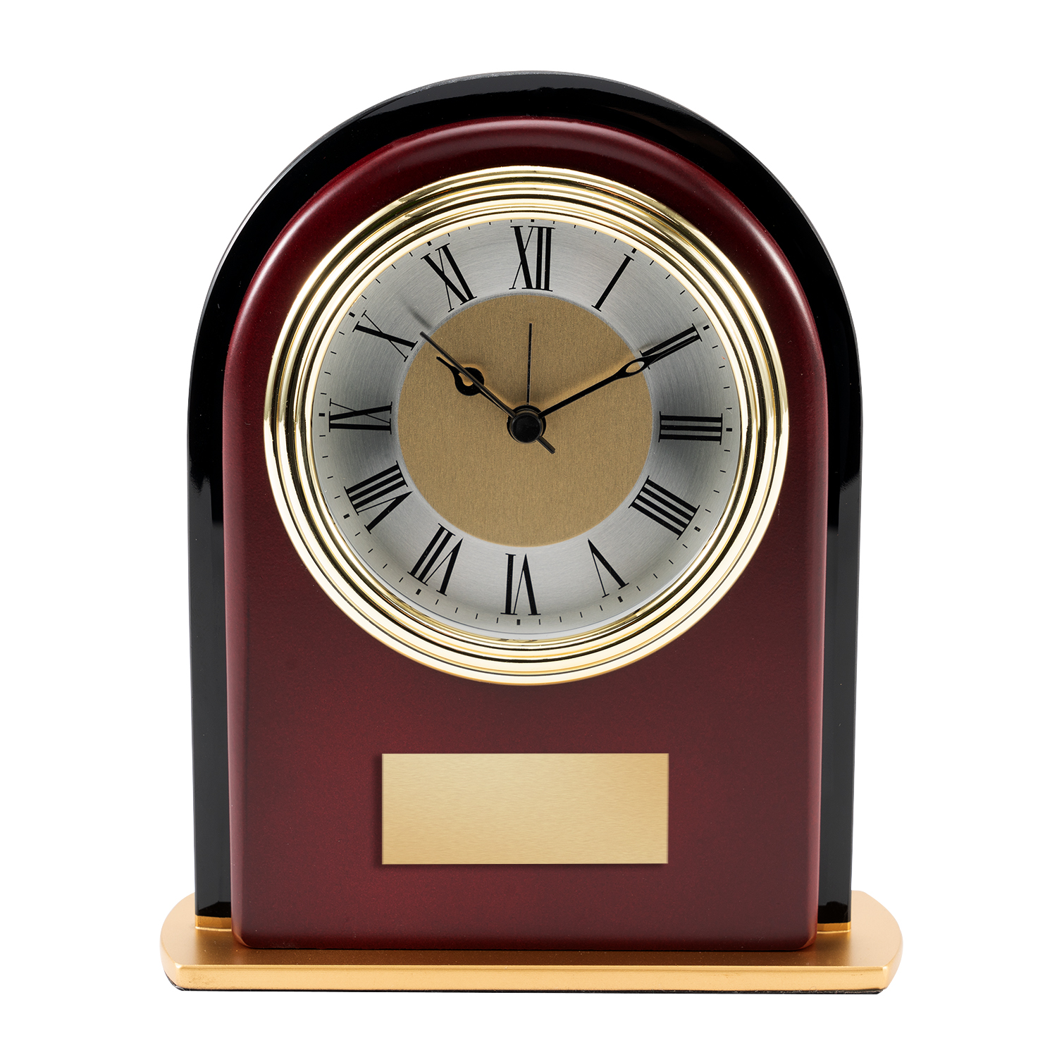 Rosewood and Black Glass Arch Clock 4