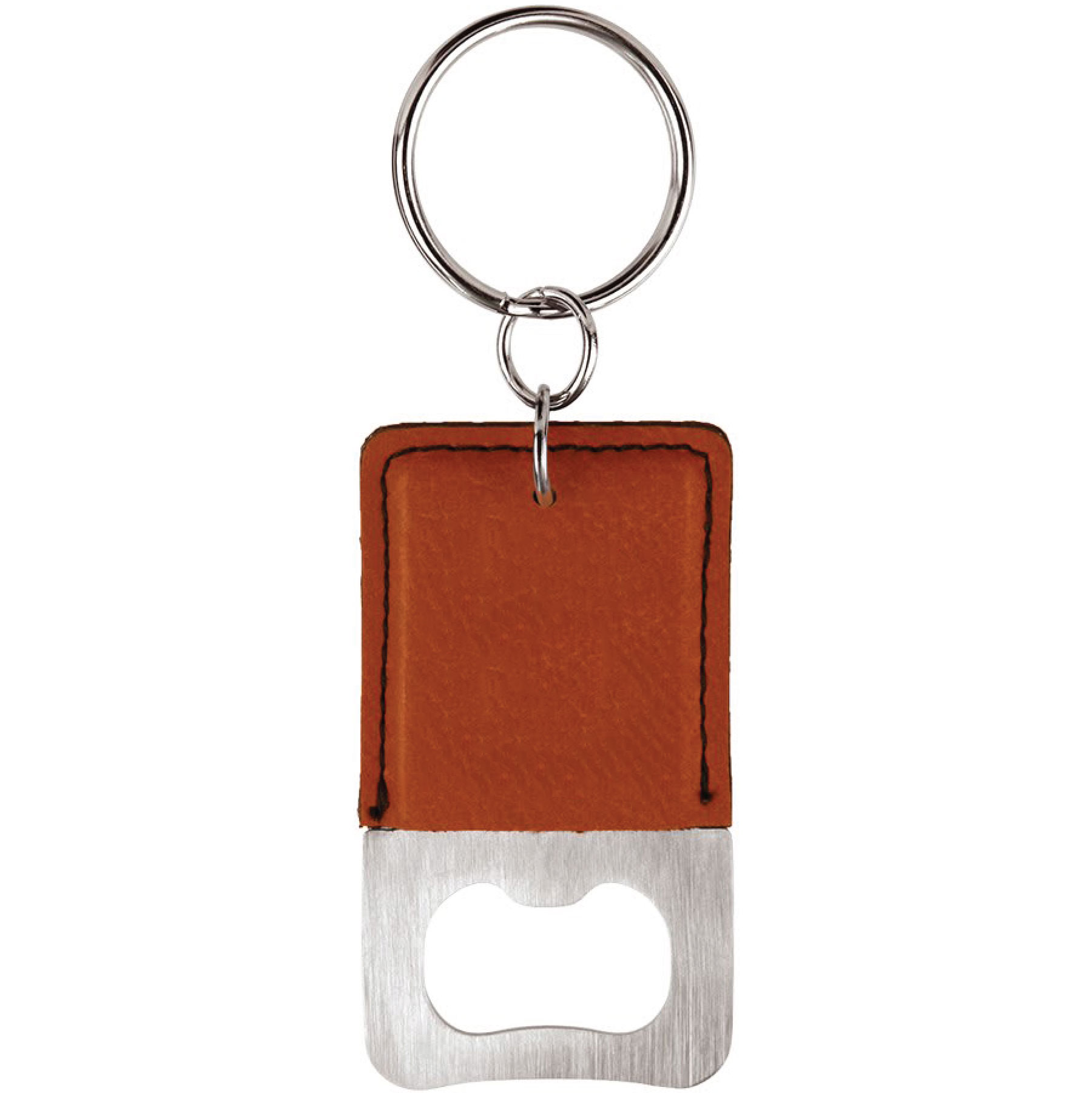 Rawhide Rectangle Leatherette Bottle Opener Keychain 2