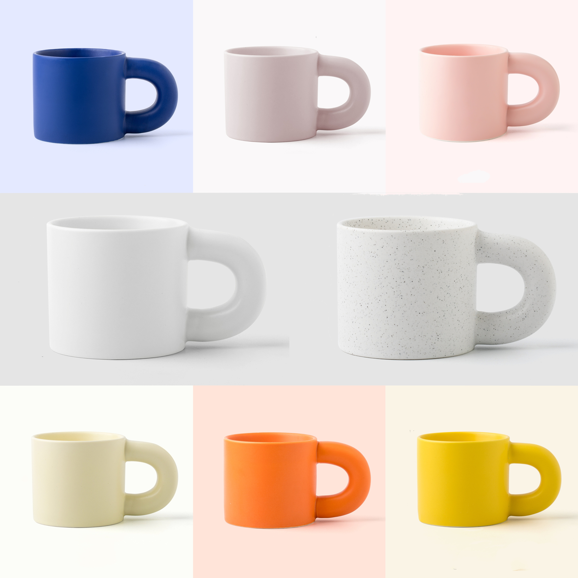 Ceramic Coffee Mug Fat Round Handle 4
