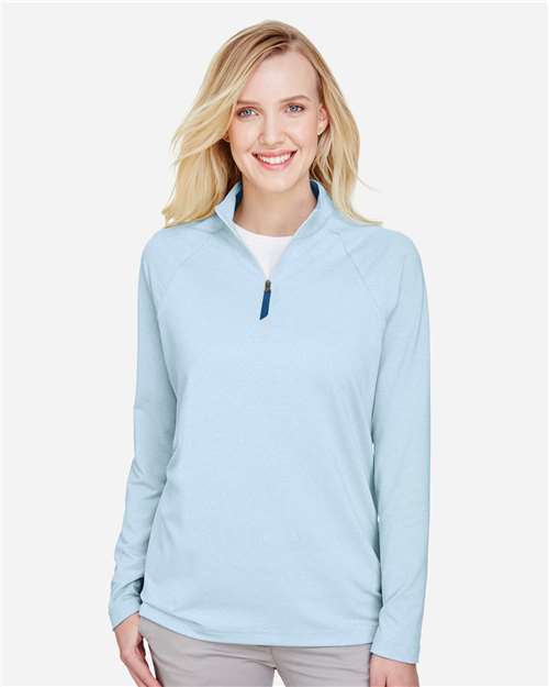Women's CrownLux Performance® Clubhouse Micro-Stripe Quarter-Zip Pullover - DG480W 5