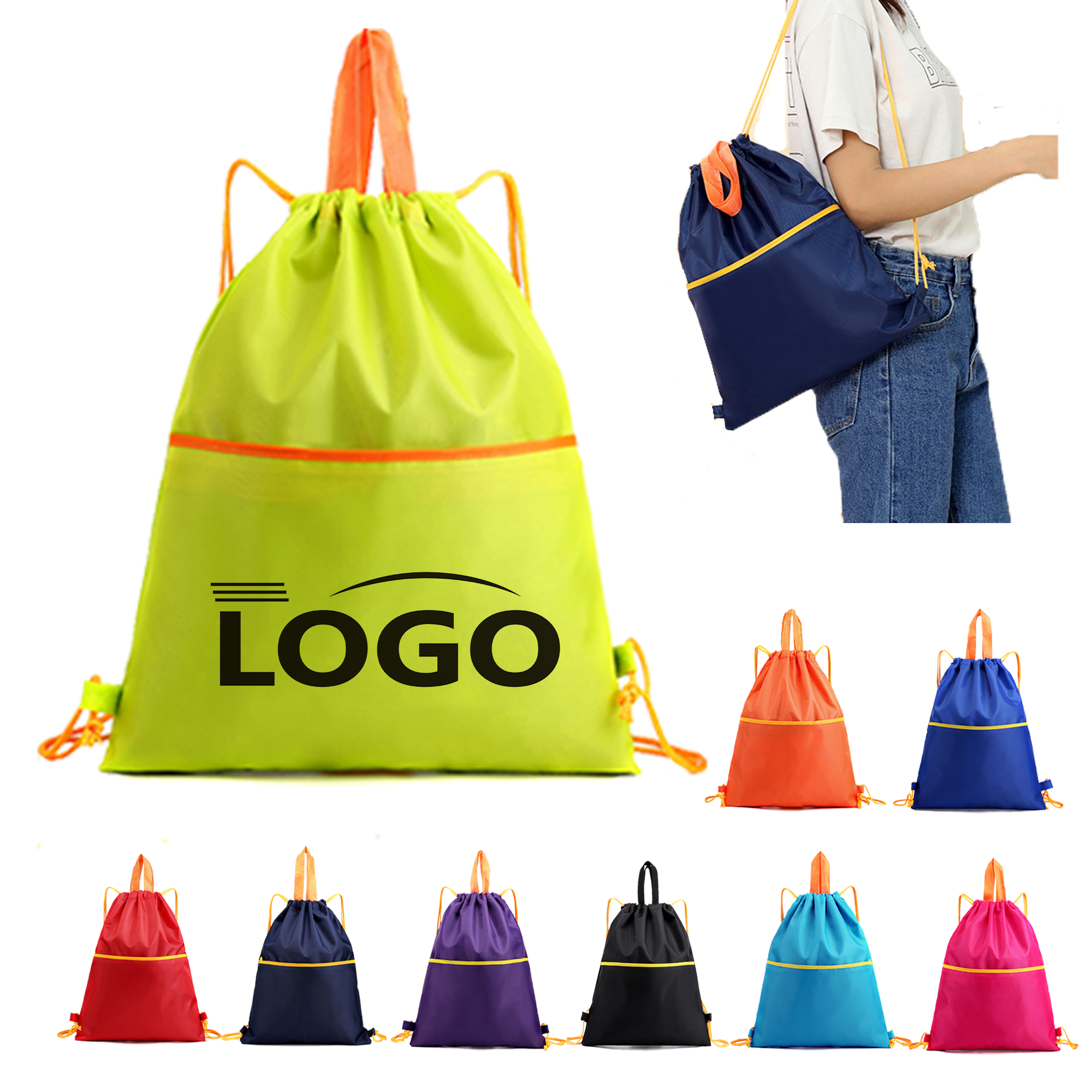 Lightweight Oxford Drawstring Bag 2