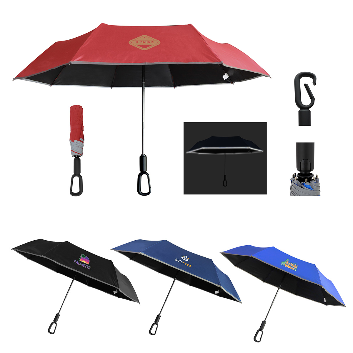Ridgeline 46" Arc Reflective Umbrella with Carabiner Handle 26