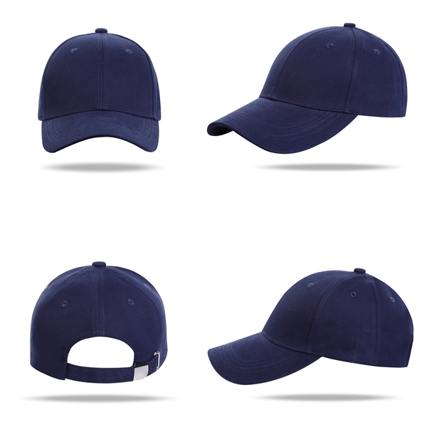 Stock Solid Color Cotton 6 Panel Cap, Double Buckle Back 14