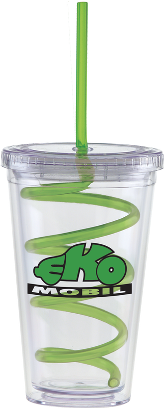 Carnival Cups-Color Curly Straw, Clear Lid 3